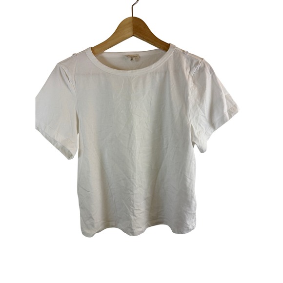 Pilcro Tops - Pilcro Shoulder Button Tee Womens Medium White Short Sleeve Cotton Basics